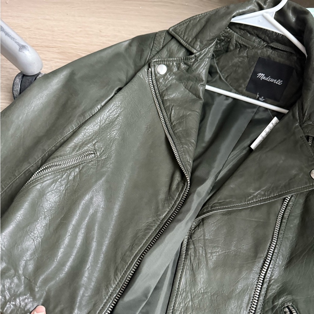 Madewell Dark Green Leather Jacket